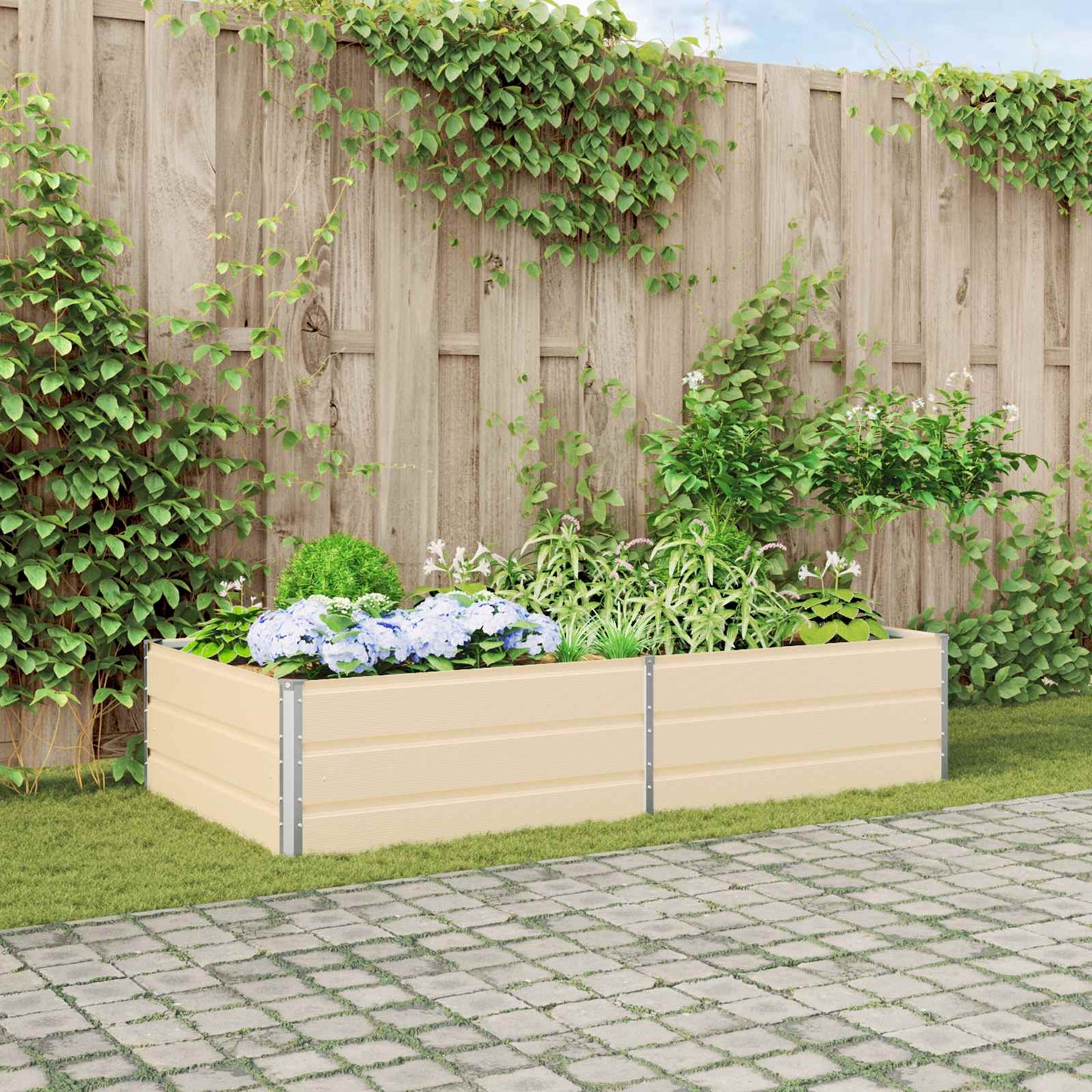 Planter Ivory 195 x 100 x 45 cm Galvanised Steel