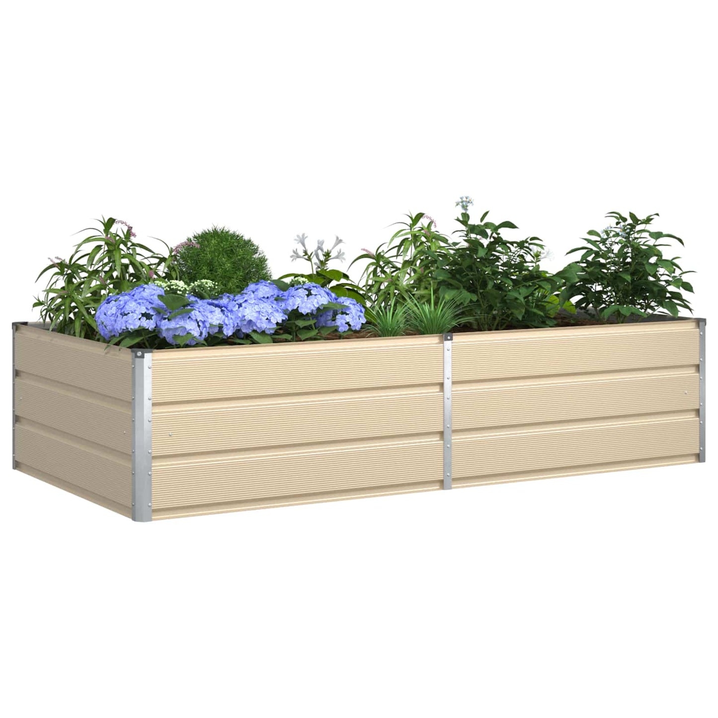 Planter Ivory 195 x 100 x 45 cm Galvanised Steel