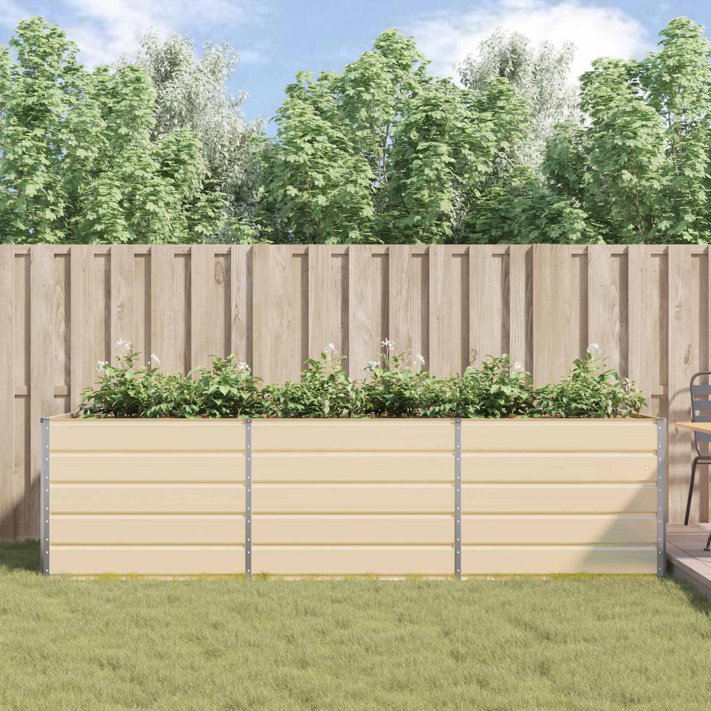 Planter Ivory 290 x 100 x 75 cm Galvanised Steel