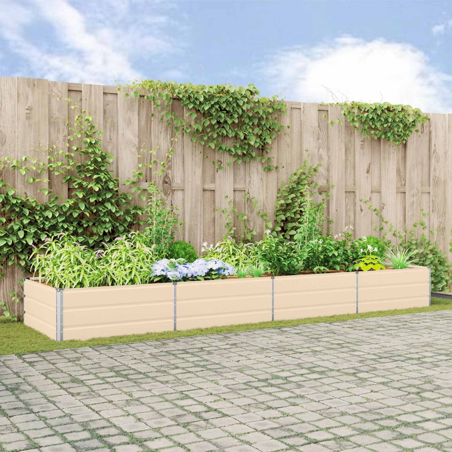 Planter Ivory 385 x 100 x 45 cm Galvanised Steel
