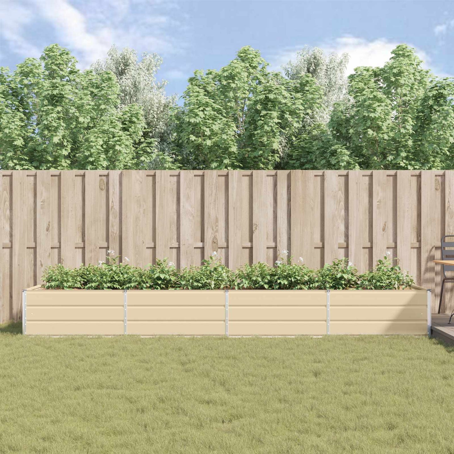 Planter Ivory 385 x 100 x 45 cm Galvanised Steel