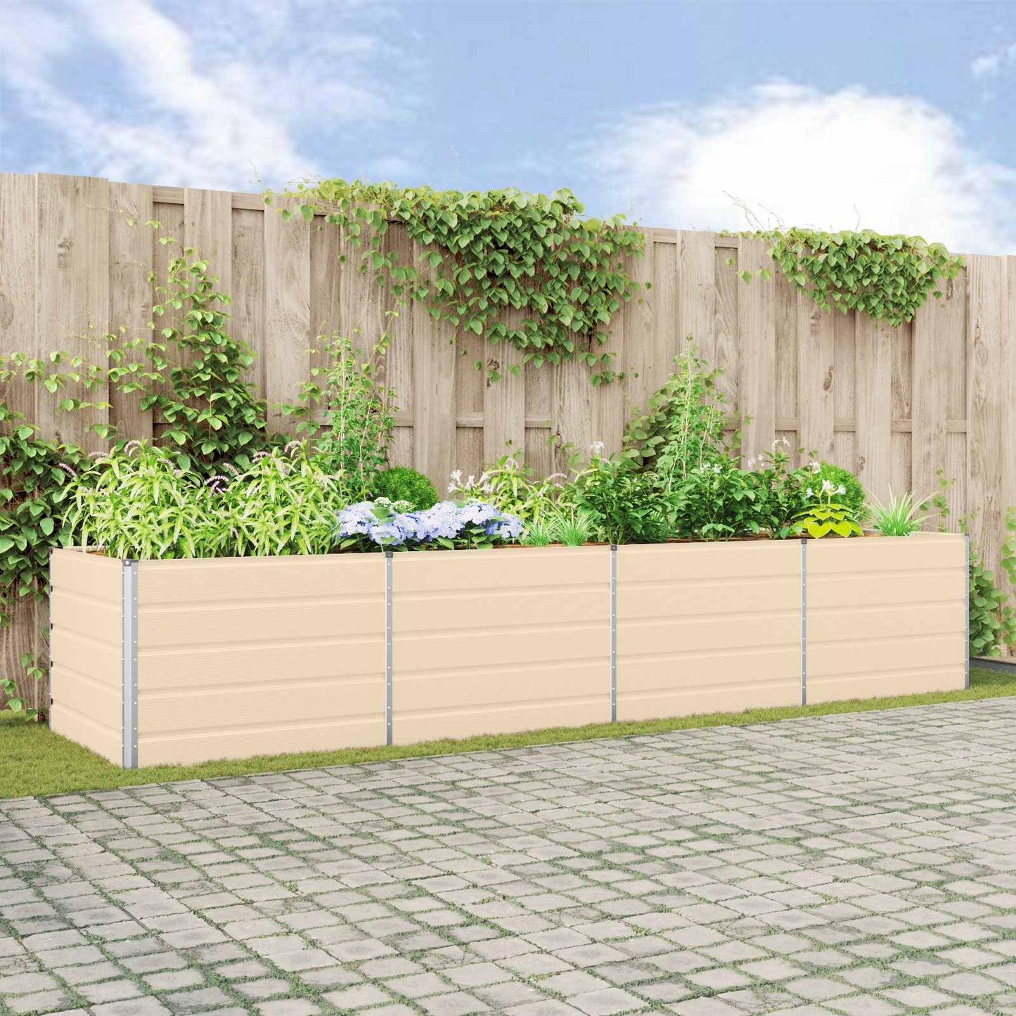Planter Ivory 385 x 100 x 75 cm Galvanised Steel