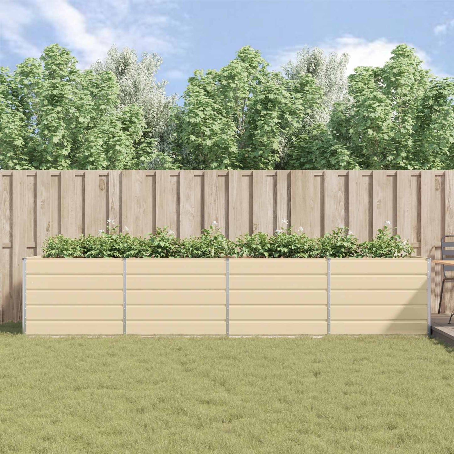 Planter Ivory 385 x 100 x 75 cm Galvanised Steel