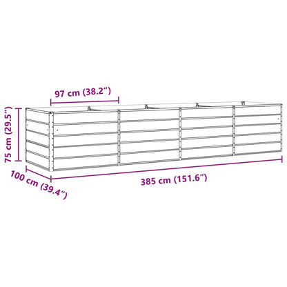 Planter Ivory 385 x 100 x 75 cm Galvanised Steel