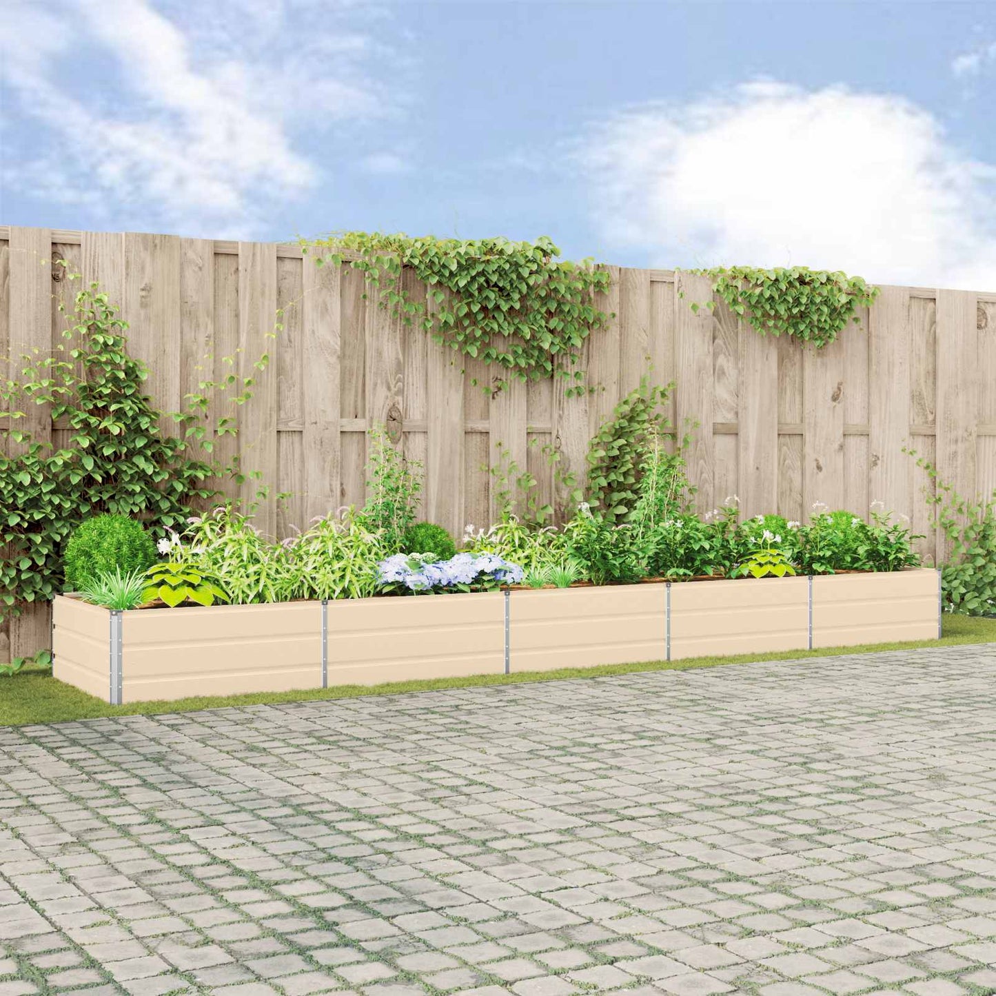 Planter Ivory 480 x 100 x 45 cm Galvanised Steel