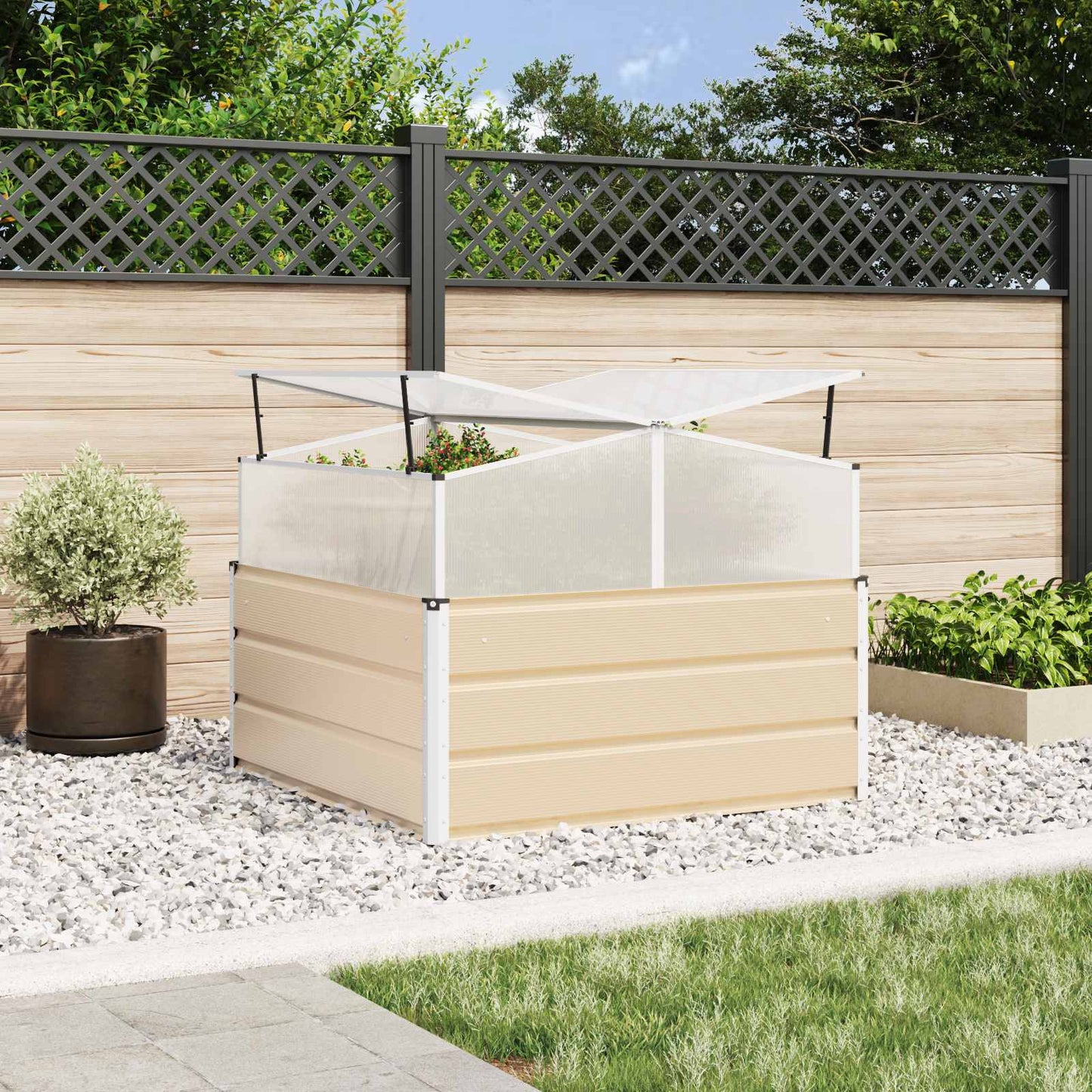 Planter Ivory 100 x 100 x 77 cm Galvanised Steel