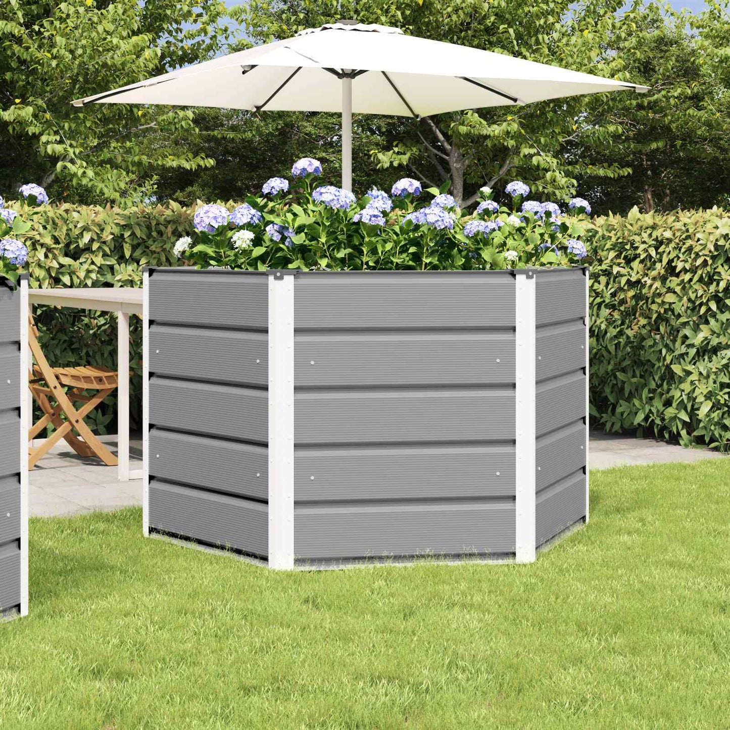 Planter Light Grey 129 x 129 x75 cm Steel