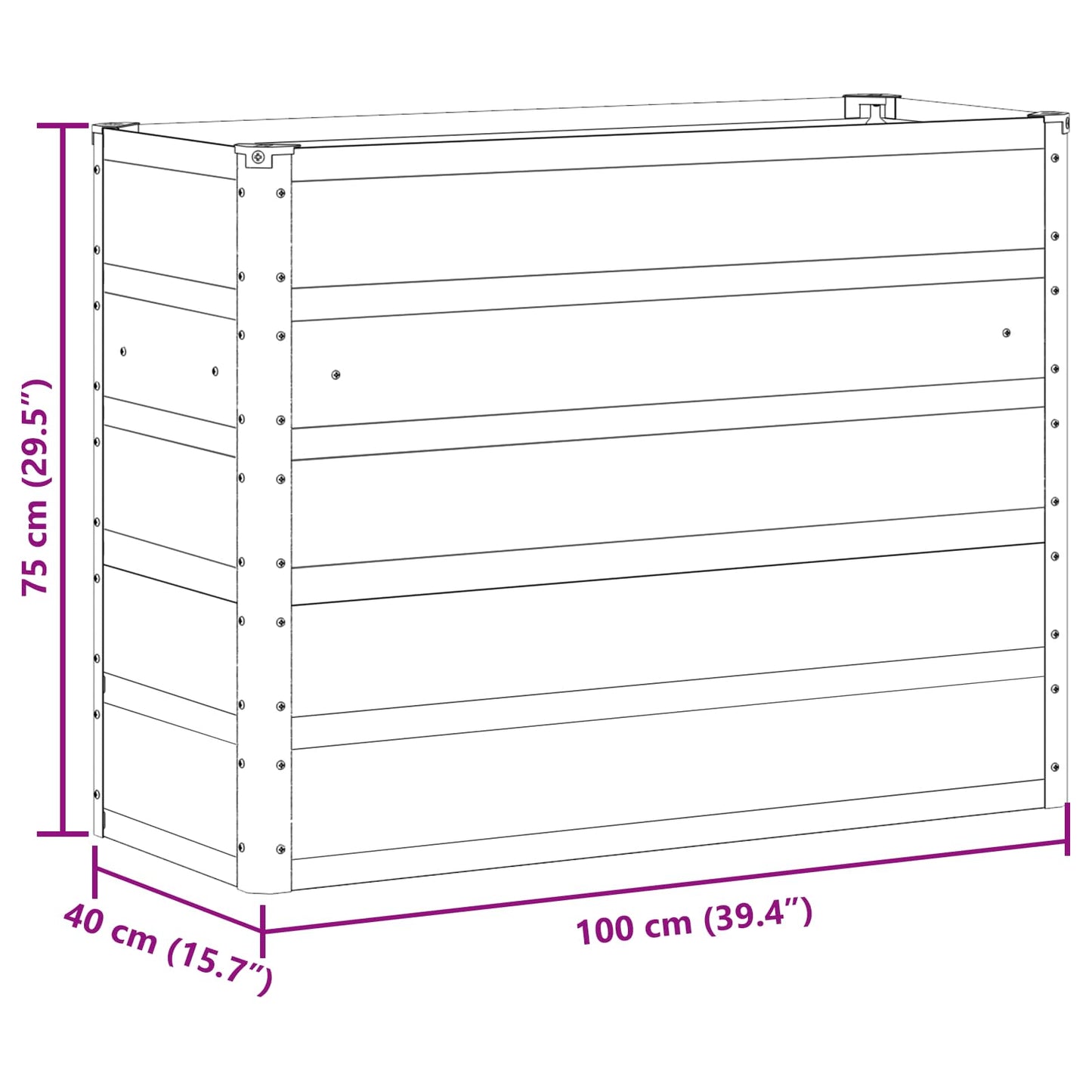 Planter Light Grey 100 x 40 x 75 cm Steel