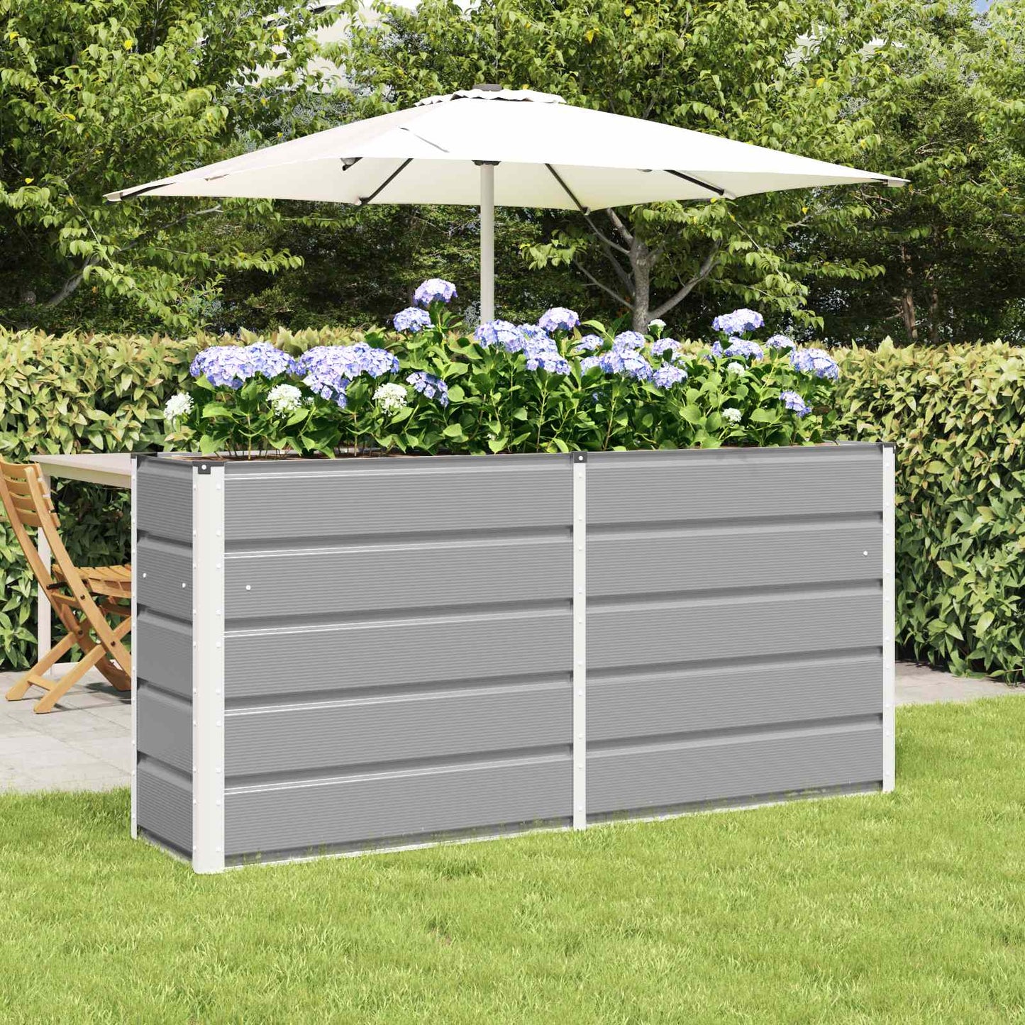 Planter Light Grey 160 x 40 x 75 cm Steel