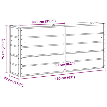 Planter Light Grey 160 x 40 x 75 cm Steel