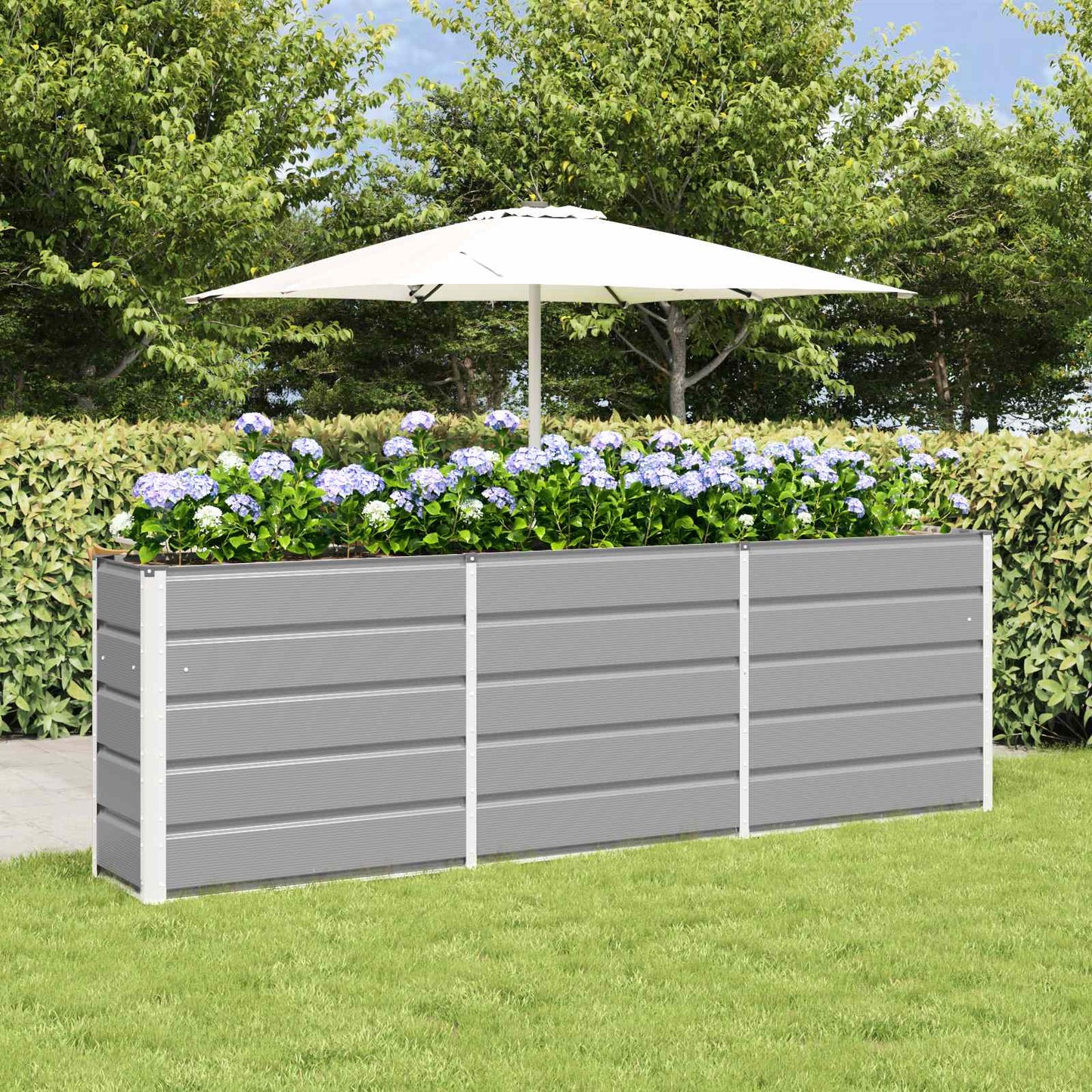 Planter Light Grey 240 x 40 x 75 cm Steel