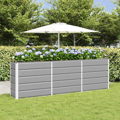 Planter Light Grey 240 x 40 x 75 cm Steel