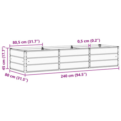 Planter Light Grey 240 x 80 x 45 cm Steel