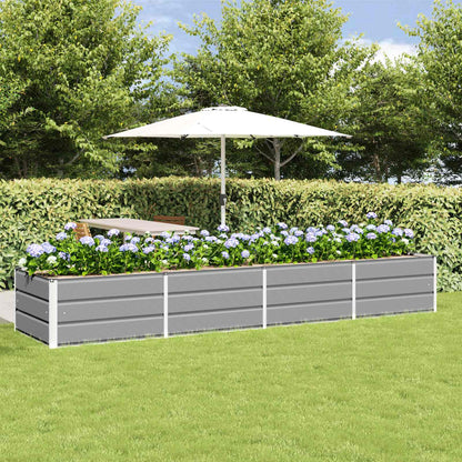 Planter Light Grey 320 x 80 x 45 cm Steel