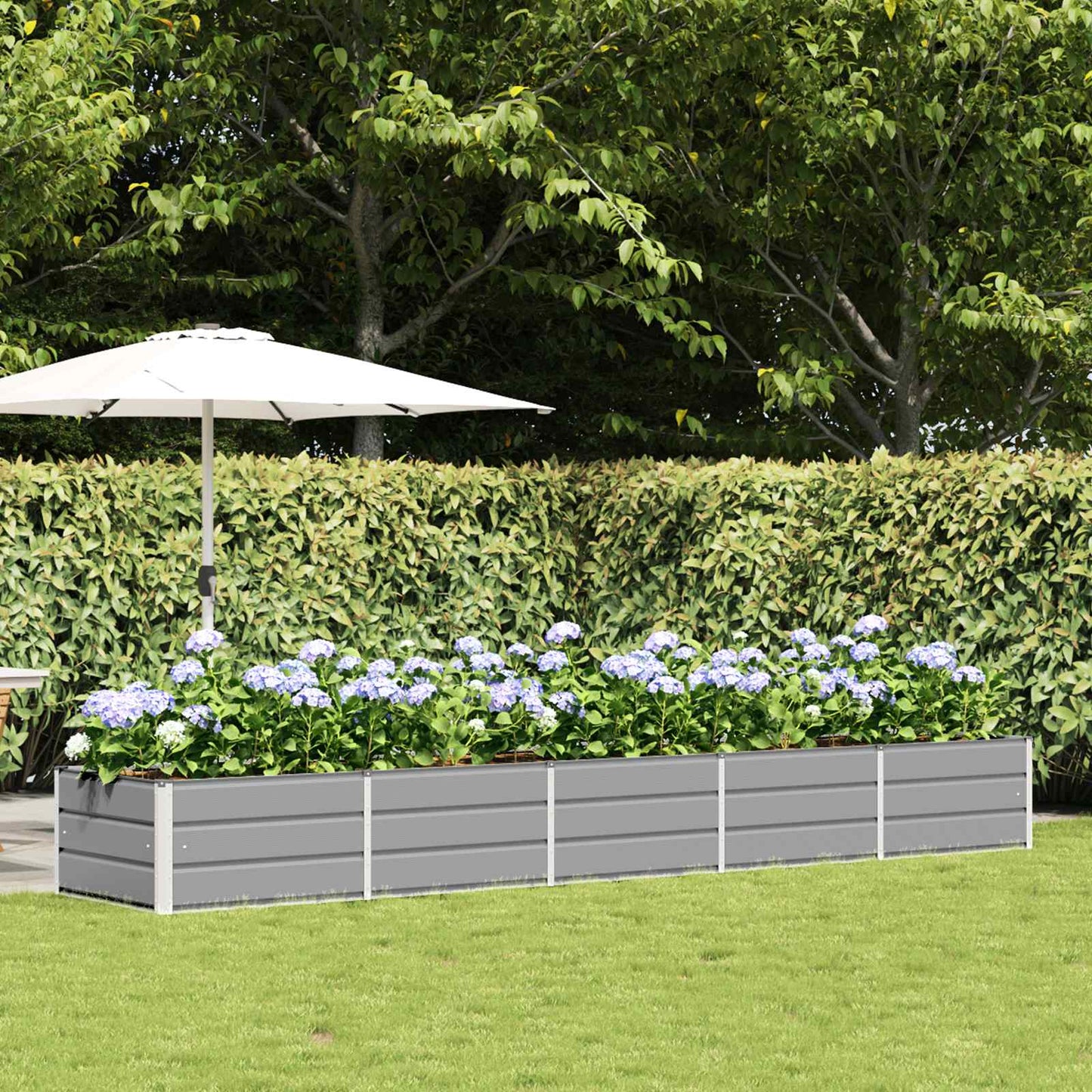 Planter Light Grey 400 x 80 x 45 cm Steel