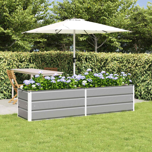 Planter Light Grey 195 x 50 x 45 cm Galvanised Steel