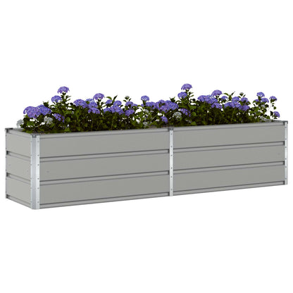 Planter Light Grey 195 x 50 x 45 cm Galvanised Steel