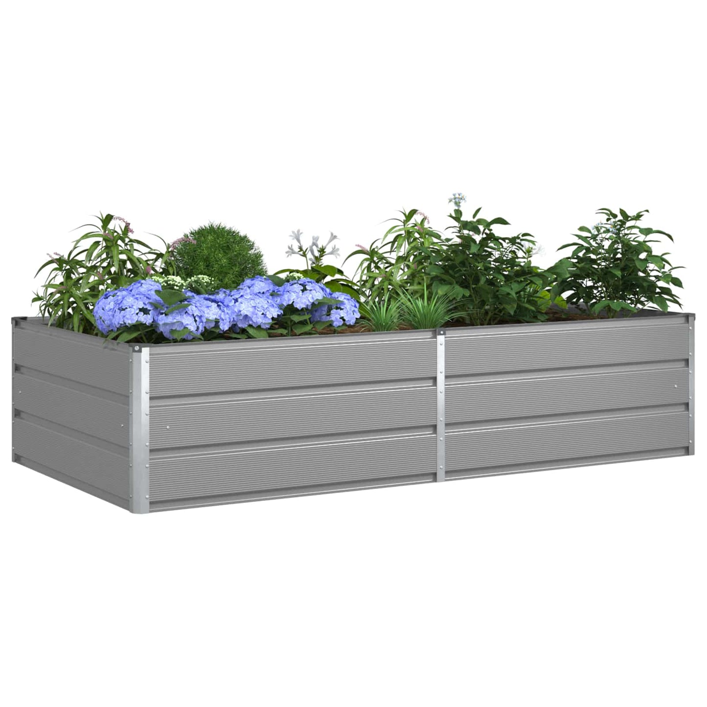 Planter Light Grey 195 x 100 x 45 cm Galvanised Steel