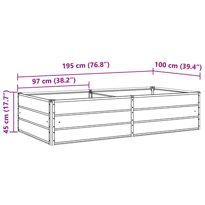 Planter Light Grey 195 x 100 x 45 cm Galvanised Steel