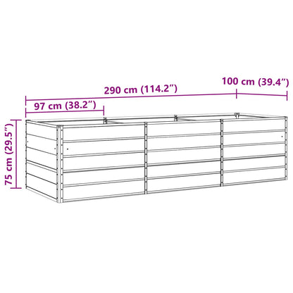 Planter Light Grey 290 x 100 x 75 cm Galvanised Steel