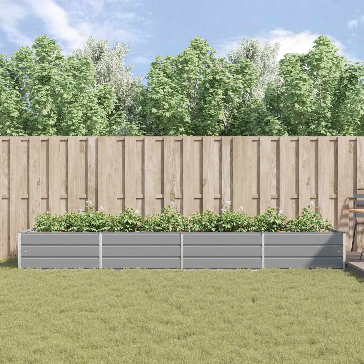 Planter Light Grey 385 x 100 x 45 cm Galvanised Steel