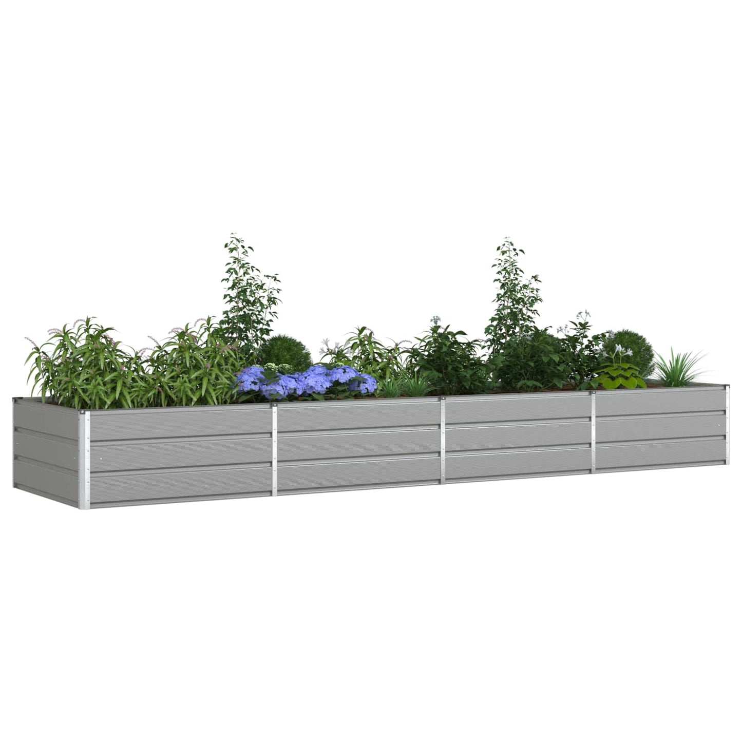 Planter Light Grey 385 x 100 x 45 cm Galvanised Steel