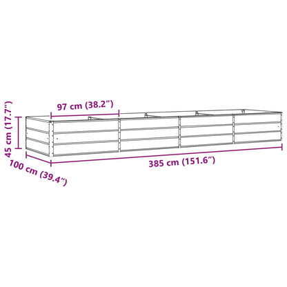 Planter Light Grey 385 x 100 x 45 cm Galvanised Steel