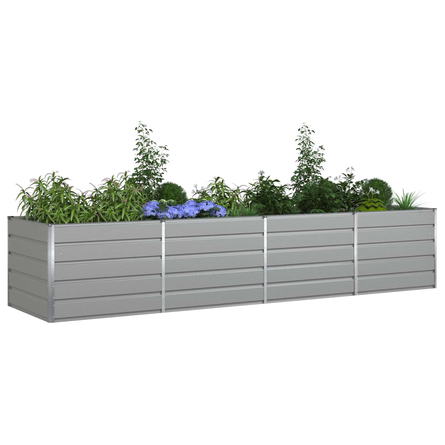 Planter Light Grey 385 x 100 x 75 cm Galvanised Steel