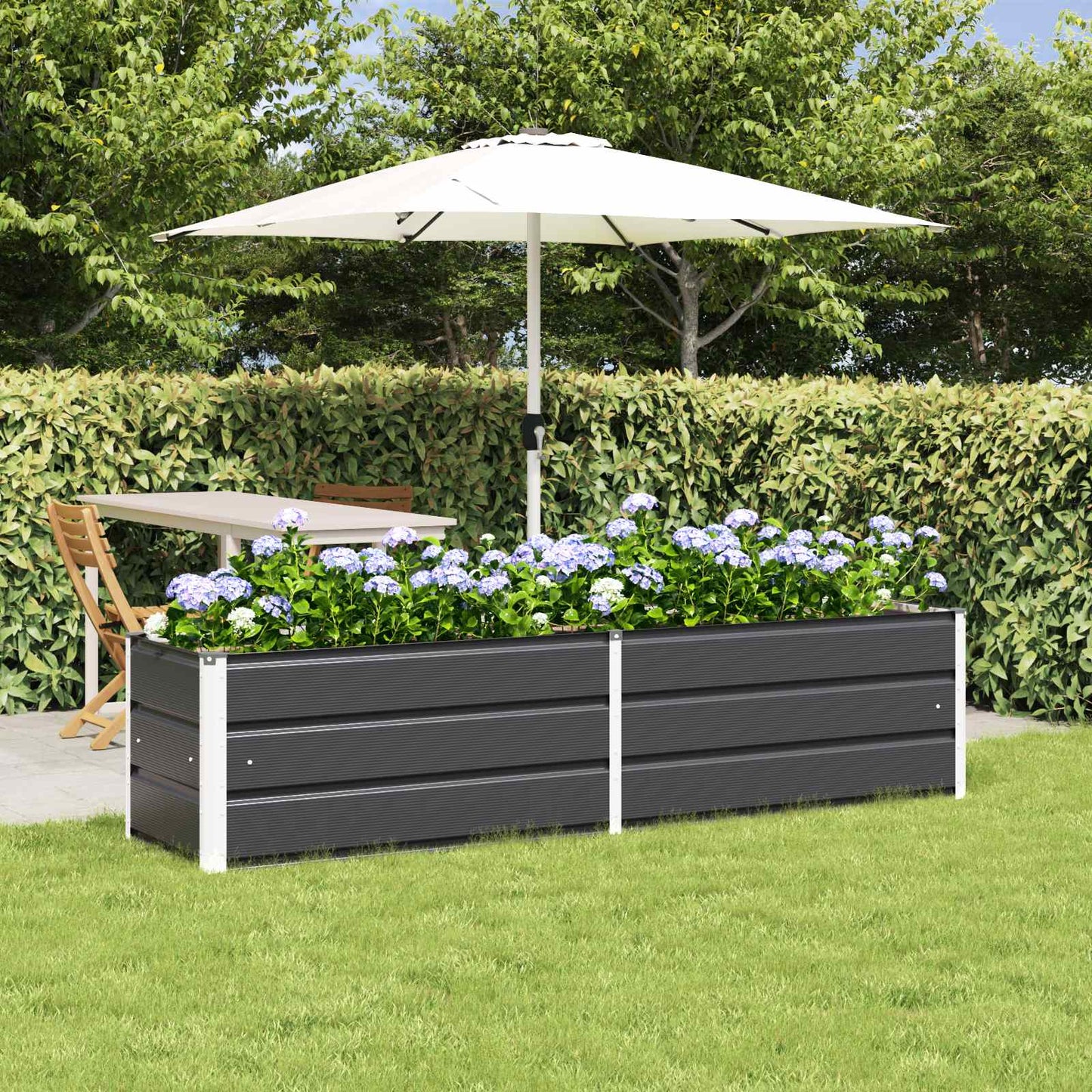 Planter Anthracite 195 x 50 x 45 cm Galvanised Steel