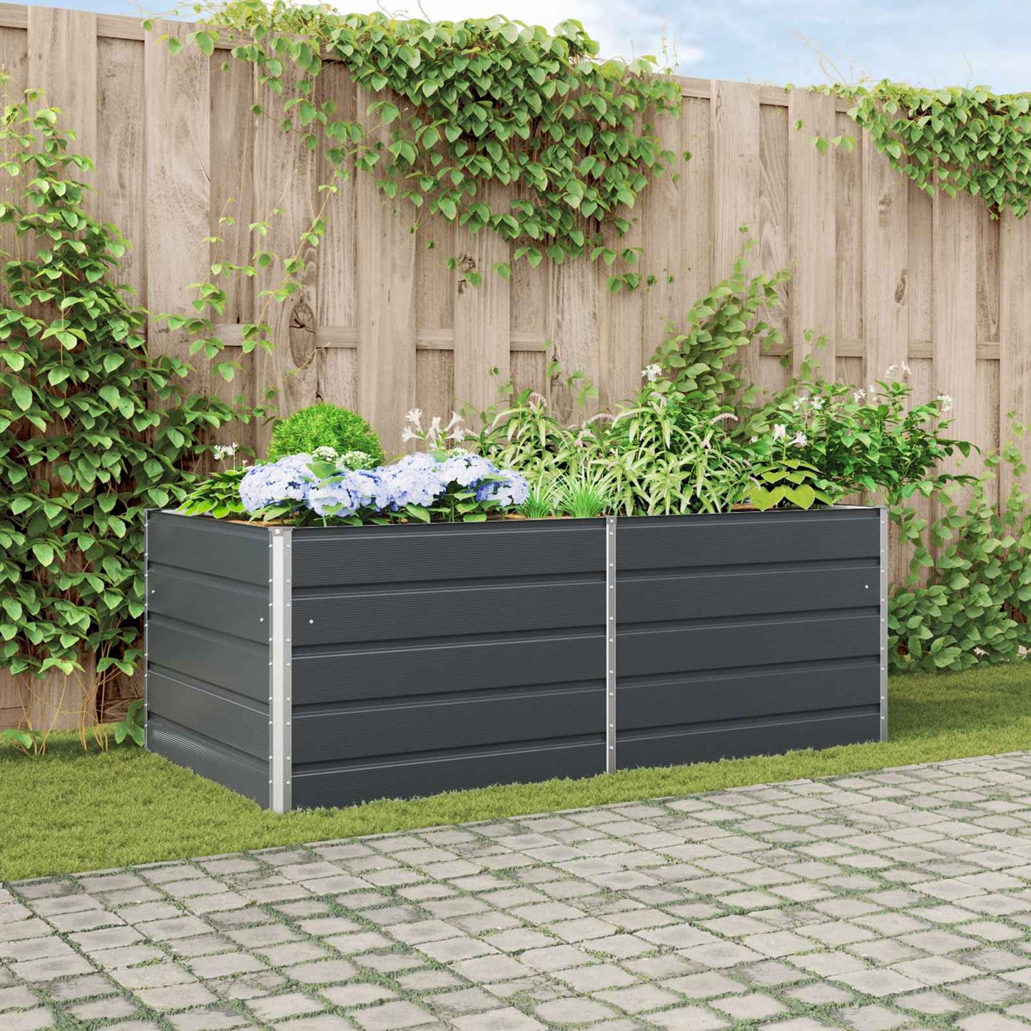 Planter Anthracite 195 x 100 x 75 cm Galvanised Steel