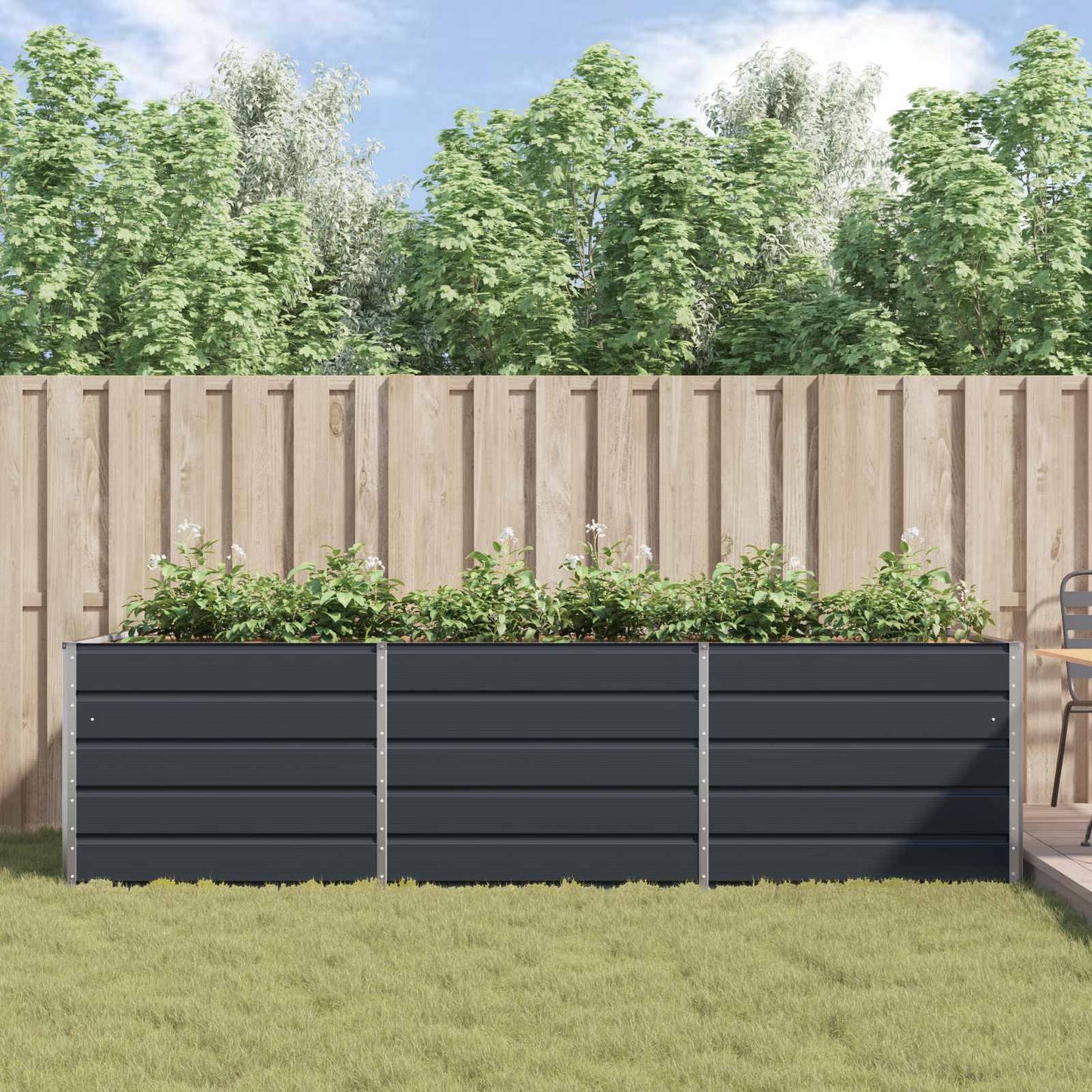 Planter Anthracite 290 x 100 x 75 cm Galvanised Steel