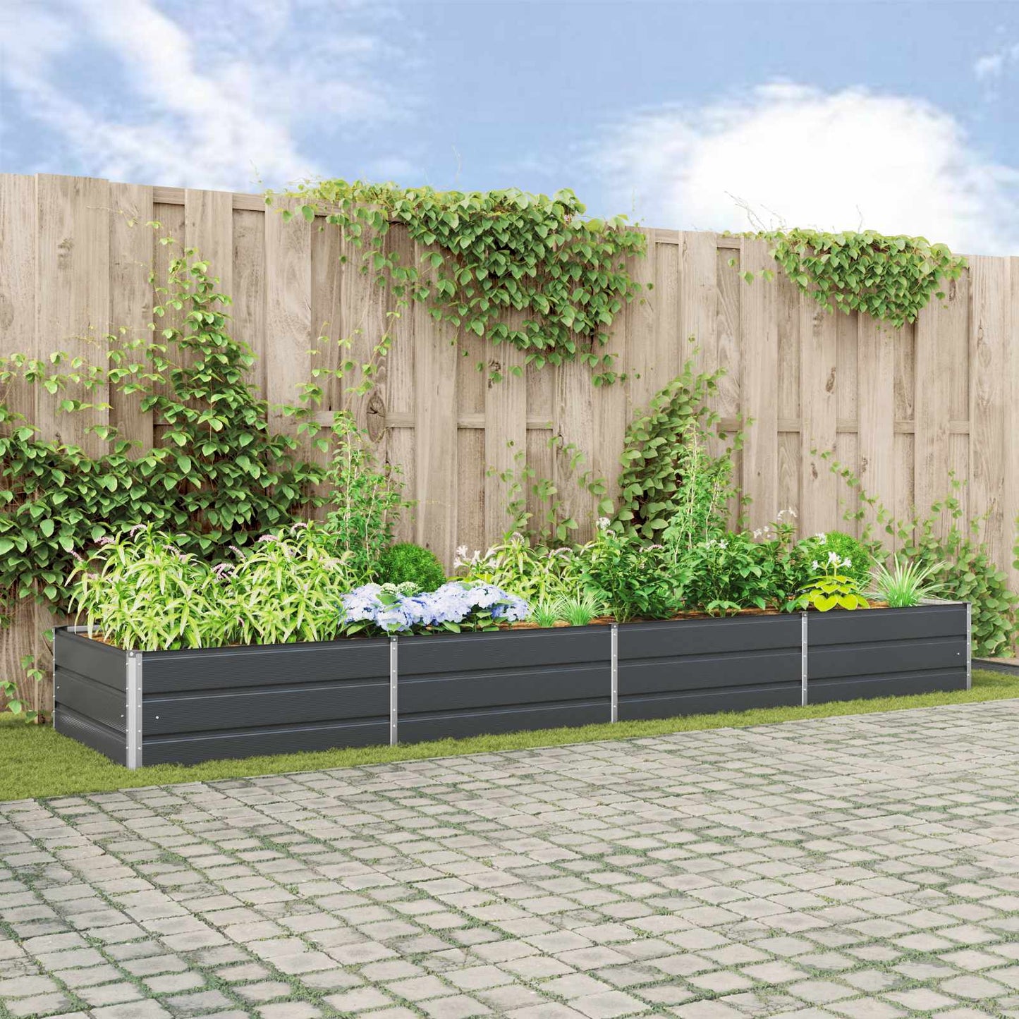 Planter Anthracite 385 x 100 x 45 cm Galvanised Steel