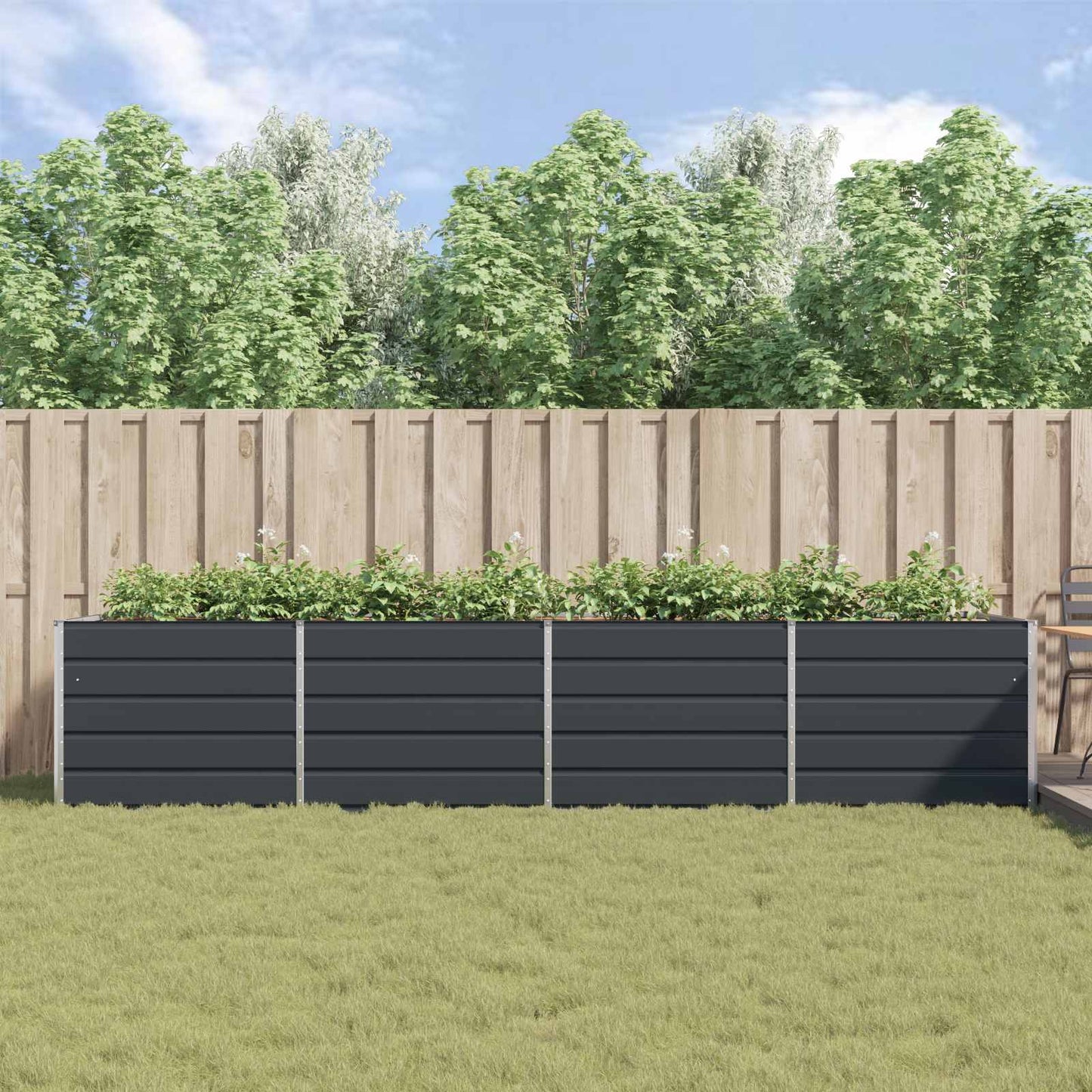 Planter Anthracite 385 x 100 x 75 cm Galvanised Steel