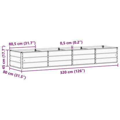 Planter Green 320 x 80 x 45 cm Steel