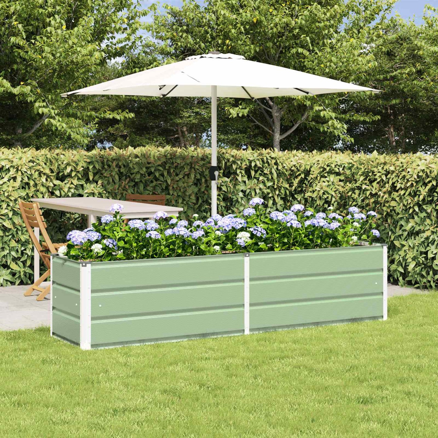 Planter Pastel Green 195 x 50 x 45 cm Galvanised Steel