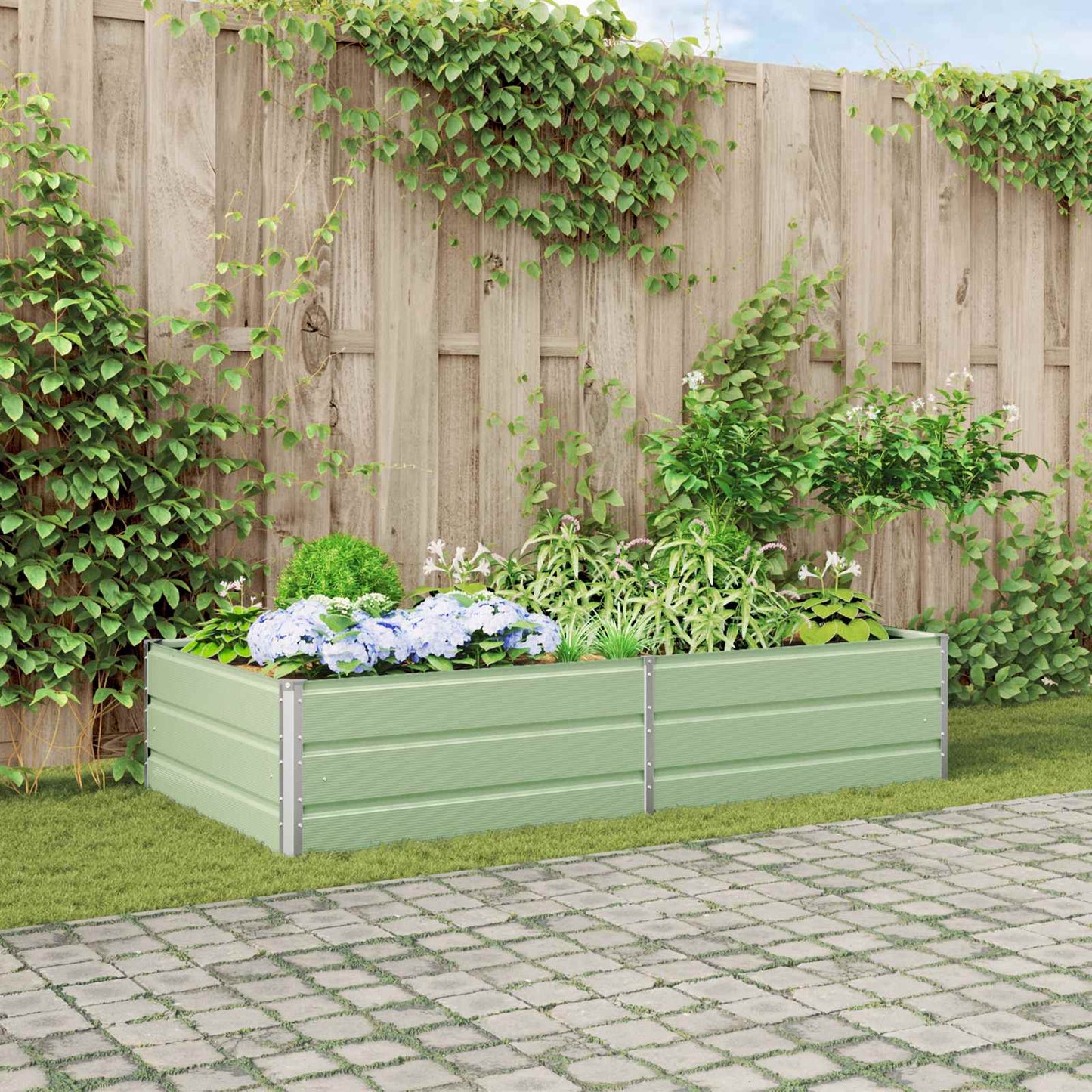 Planter Pastel Green 195 x 100 x 45 cm Galvanised Steel