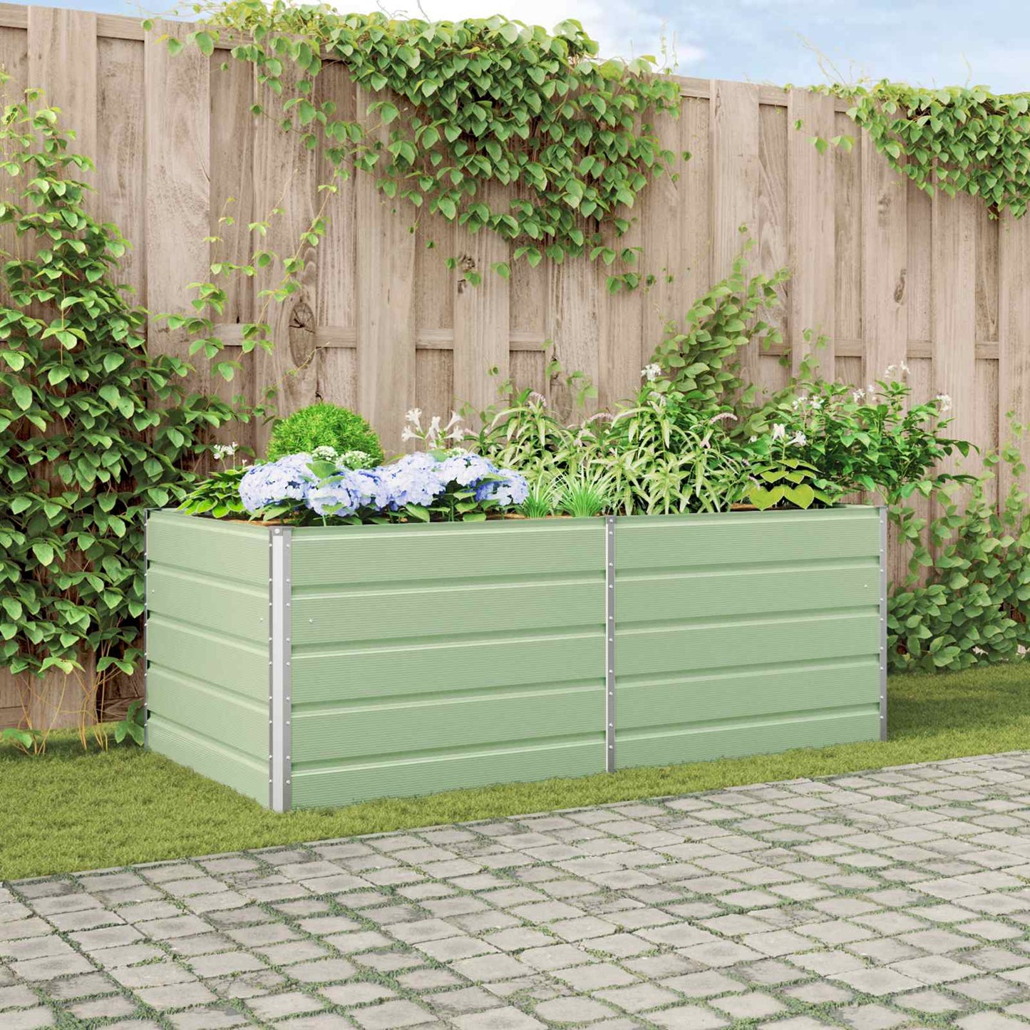 Planter Pastel Green 195 x 100 x 75 cm Galvanised Steel
