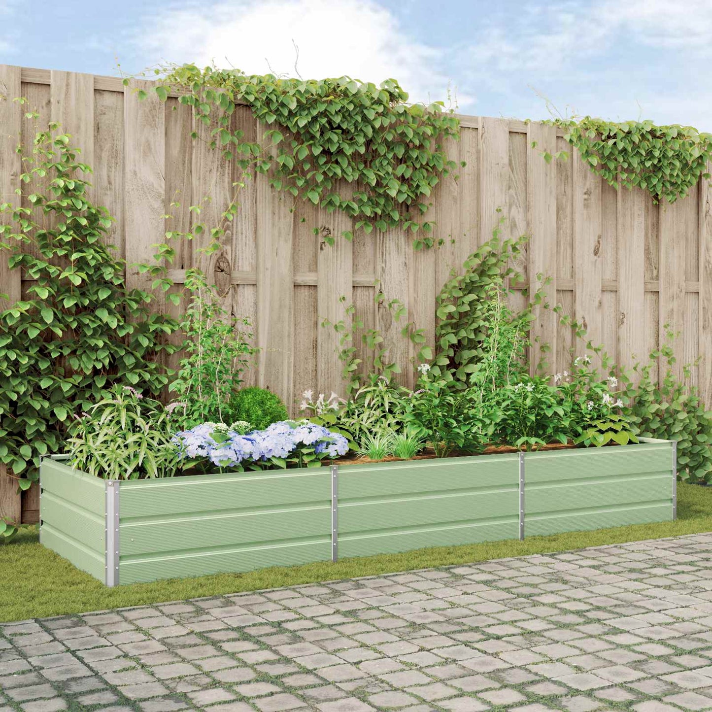 Planter Pastel Green 290 x 100 x 45 cm Galvanised Steel