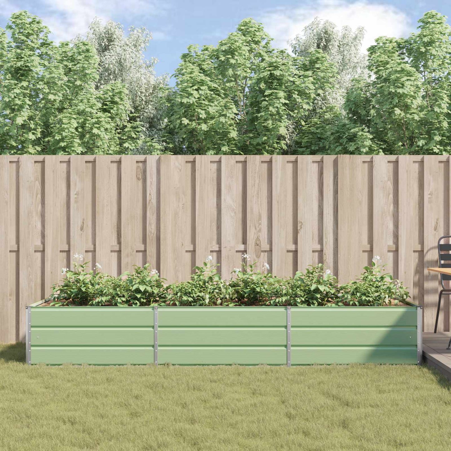 Planter Pastel Green 290 x 100 x 45 cm Galvanised Steel