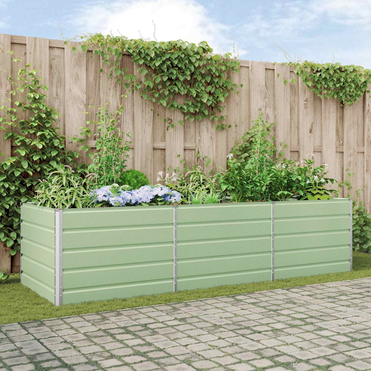 Planter Pastel Green 290 x 100 x 75 cm Galvanised Steel