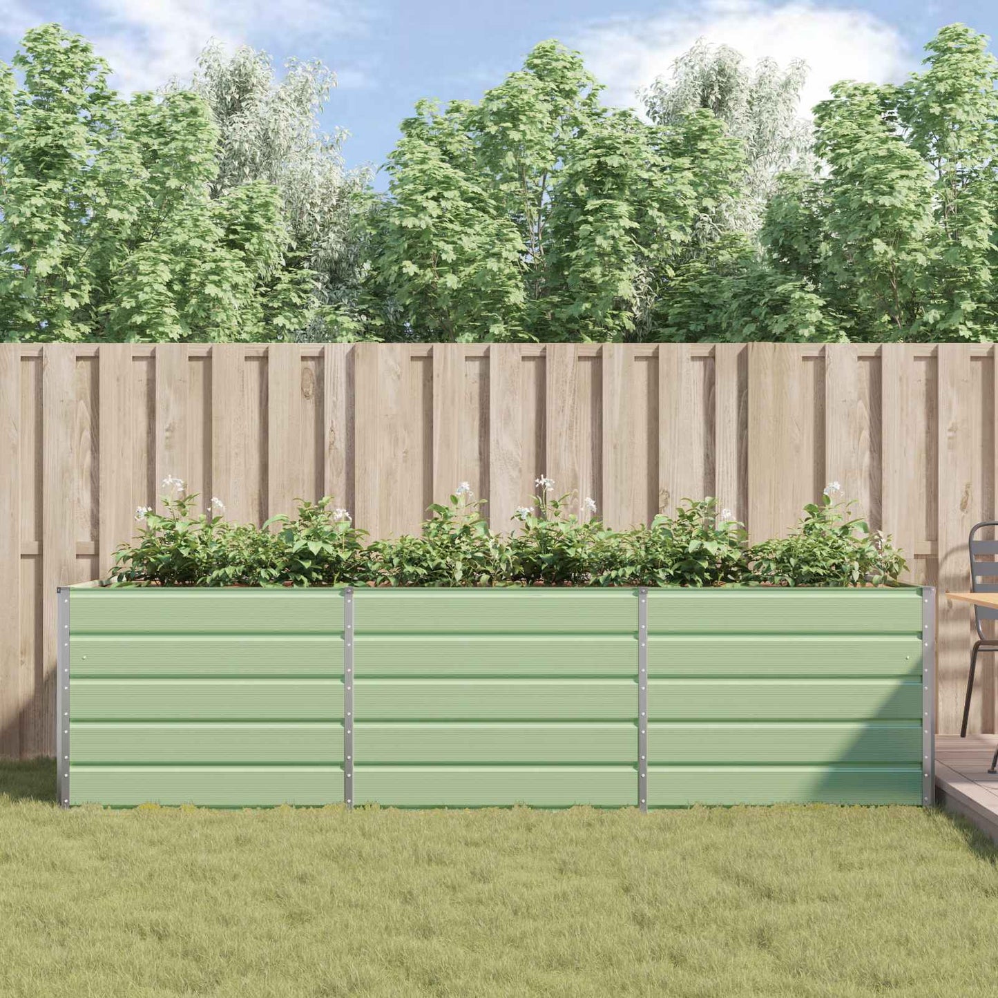 Planter Pastel Green 290 x 100 x 75 cm Galvanised Steel