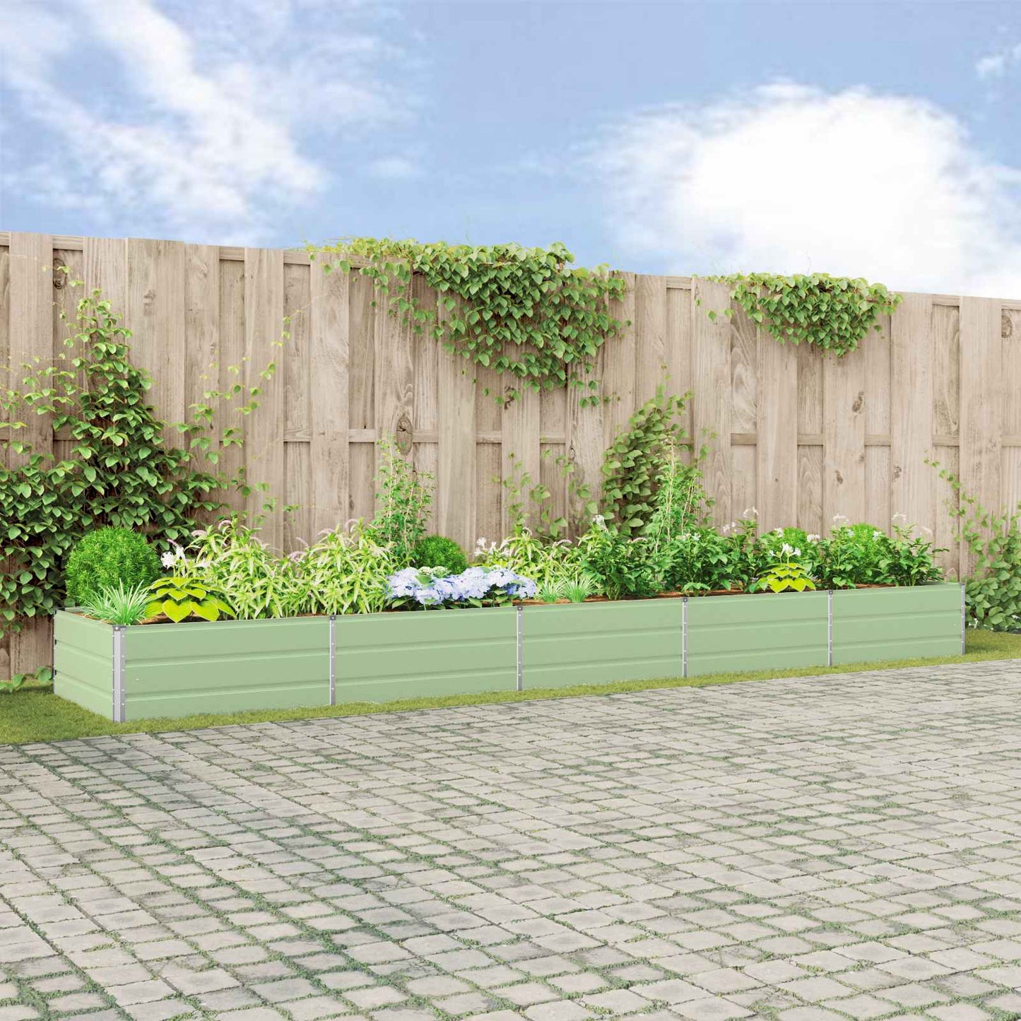 Planter Pastel Green 480 x 100 x 45 cm Galvanised Steel