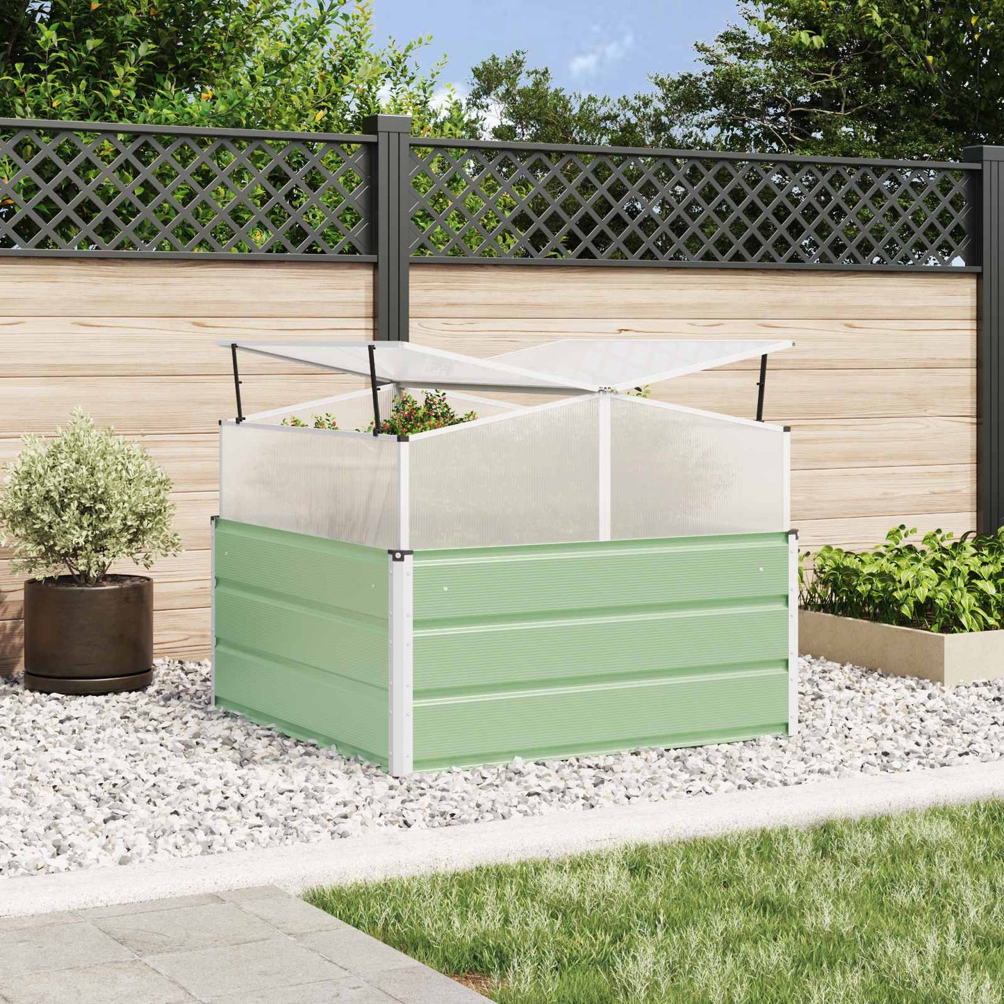 Planter Pastel Green 100 x 100 x 77 cm Galvanised Steel
