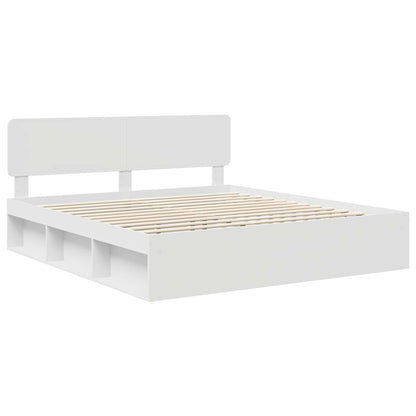 Bed Frame with Headboard White 200 x 200 cm Solid Pine Wood