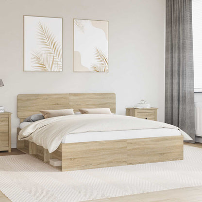 Bed Frame with Headboard Sonoma 200 x 200 cm Solid Pine Wood