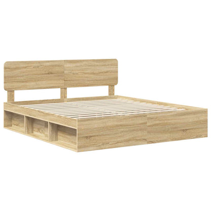Bed Frame with Headboard Sonoma 200 x 200 cm Solid Pine Wood