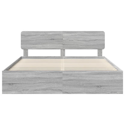Bed Frame Grey Sonoma 200 x 200 cm Solid Pine Wood