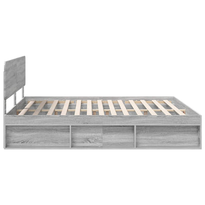 Bed Frame Grey Sonoma 200 x 200 cm Solid Pine Wood