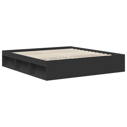 Bed Frame with Headboard Black 180 x 200 cm Solid Pine Wood