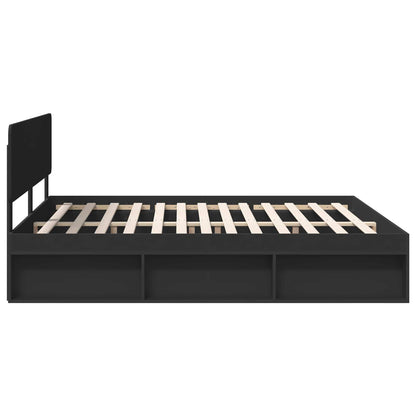 Bed Frame with Headboard Black 180 x 200 cm Solid Pine Wood